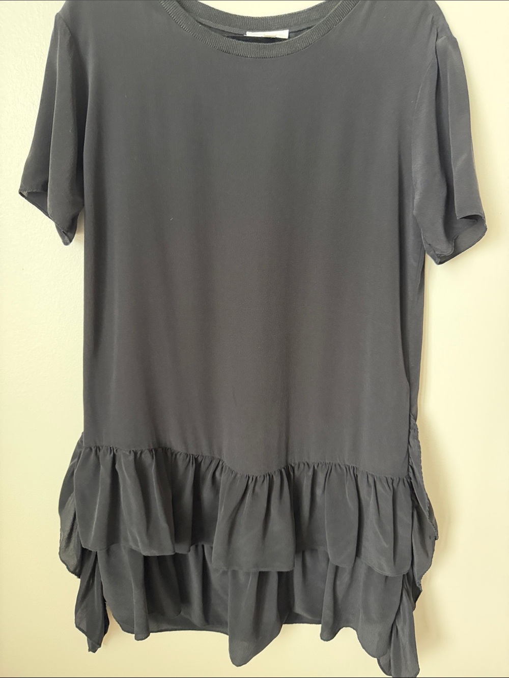 Layered Ruffle-Hem Mini Dress in Black - Picture 4 of 6